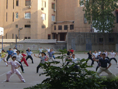 张店新华学校老师练太极健身