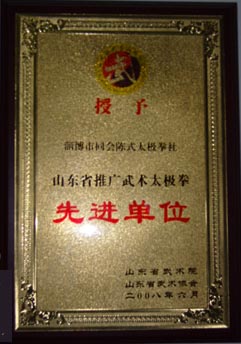 山东省“先进单位”荣誉证书